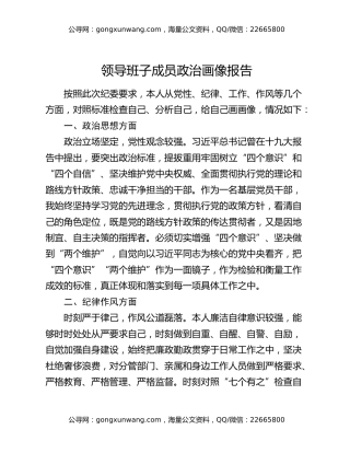 领导班子成员政治画像报告