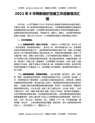 2021年X市两新组织党建工作进展情况汇报