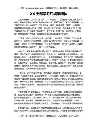 XX支部学习红旗渠精神