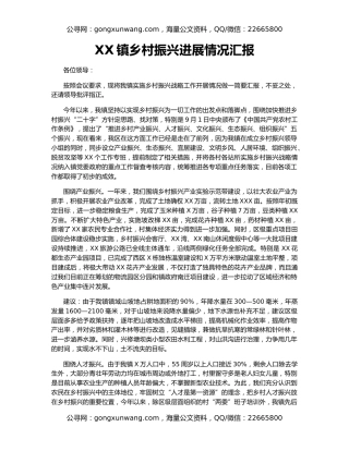 XX镇乡村振兴进展情况汇报