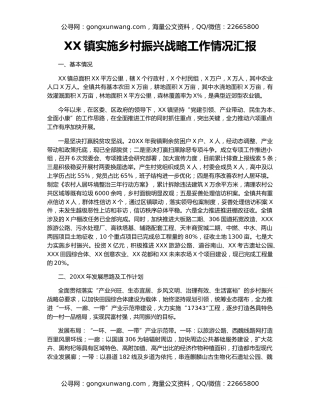XX镇实施乡村振兴战略工作情况汇报