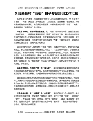 X县新任村“两委”班子专题培训工作汇报