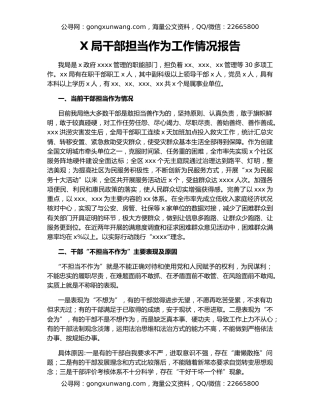 X局干部担当作为工作情况报告