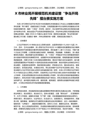 X市林业局开展模范机关建设暨“争当开局先锋”擂台赛实施方案