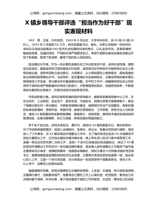 X镇乡领导干部评选“担当作为好干部”现实表现材料