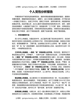 个人党性分析报告（2）
