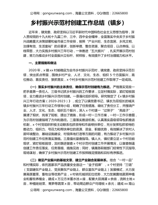 乡村振兴示范村创建工作总结（镇乡）