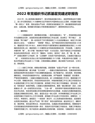 2022年党组织书记抓基层党建述职报告