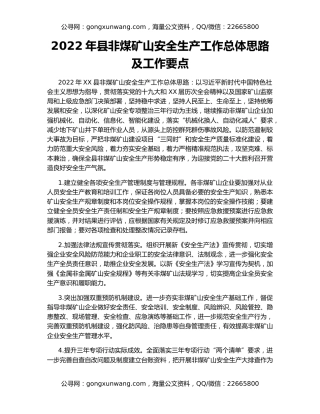2022年县非煤矿山安全生产工作总体思路及工作要点