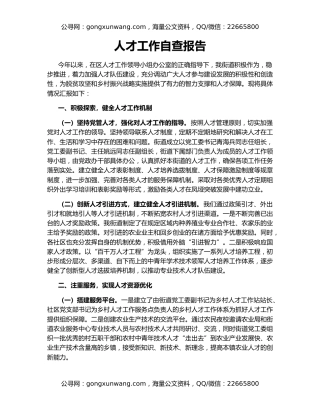 人才工作自查报告