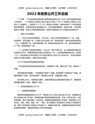 2022年政务公开工作总结