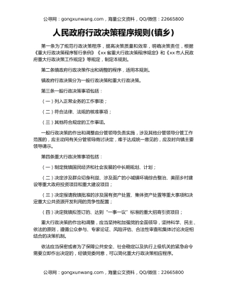 人民政府行政决策程序规则(镇乡)