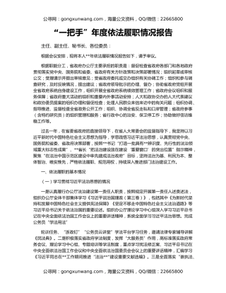 “一把手”年度依法履职情况报告