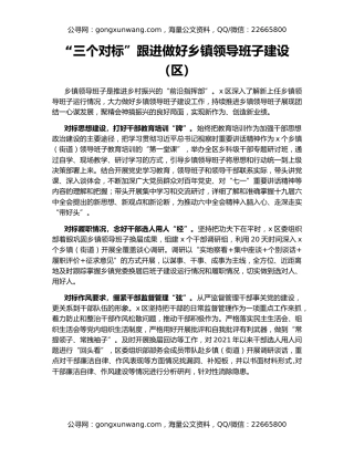 “三个对标”跟进做好乡镇领导班子建设（区）