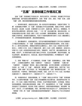 “五星”支部创建工作情况汇报