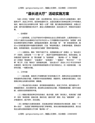 “县长进大厅”活动实施方案