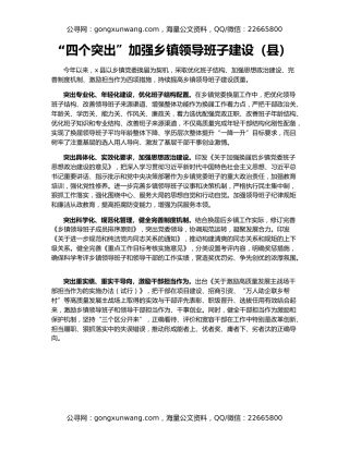 “四个突出”加强乡镇领导班子建设（县）