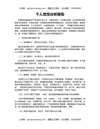 个人党性分析报告