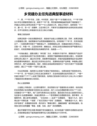 乡党建办主任先进典型事迹材料