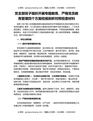 党支部班子组织开展专题教育、严格党员教育管理四个方面检视剖析对照检查材料