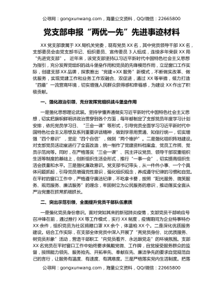 党支部申报“两优一先”先进事迹材料