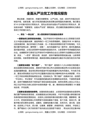 全面从严治党工作情况报告
