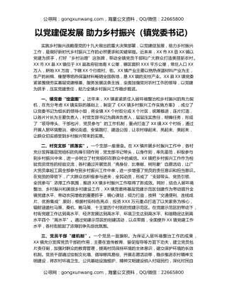 以党建促发展 助力乡村振兴（镇党委书记）