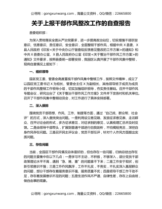 关于上报干部作风整改工作的自查报告