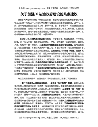 关于加强X法治政府建设的几点建议
