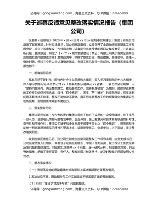 关于巡察反馈意见整改落实情况报告（集团公司）