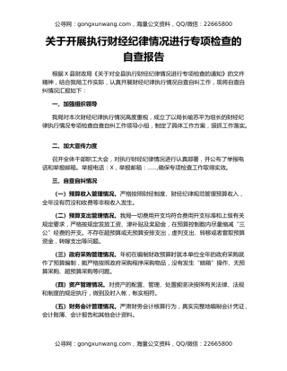 关于开展执行财经纪律情况进行专项检查的自查报告