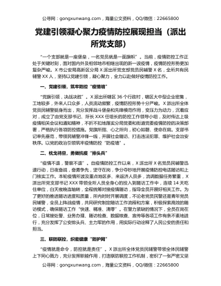 党建引领凝心聚力疫情防控展现担当（派出所党支部）