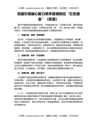 党建引领凝心聚力筑牢疫情防控“红色堡垒”（街道）