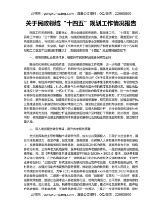 关于民政领域“十四五”规划工作情况报告