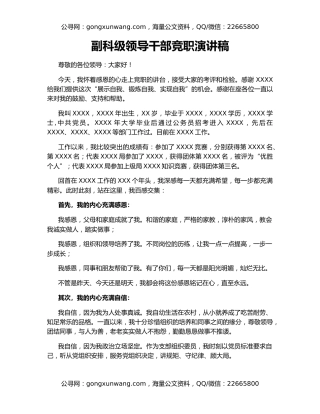 副科级领导干部竞职演讲稿