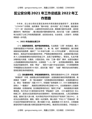 区公安分局2021年工作总结及2022年工作思路