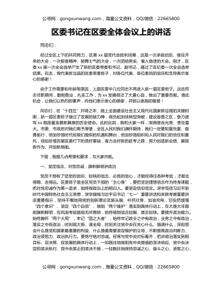 区委书记在区委全体会议上的讲话