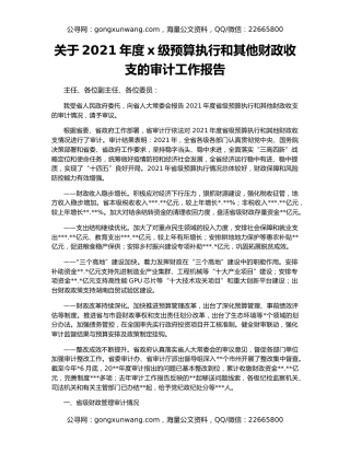 关于2021年度x级预算执行和其他财政收支的审计工作报告
