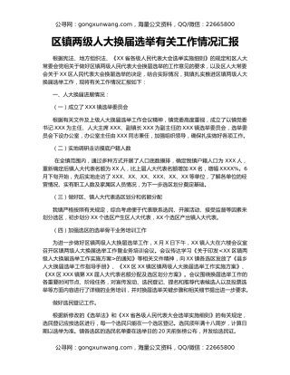 区镇两级人大换届选举有关工作情况汇报