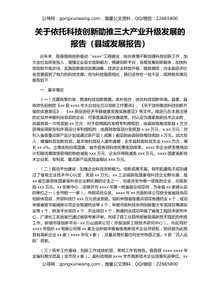 关于依托科技创新助推三大产业升级发展的报告（县域发展报告）