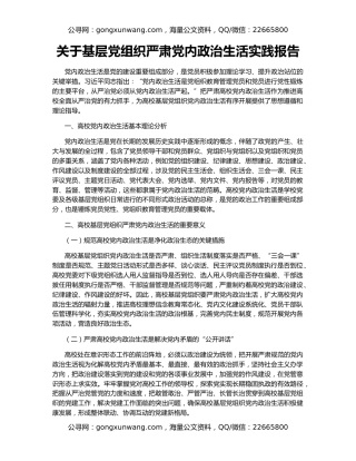 关于基层党组织严肃党内政治生活实践报告