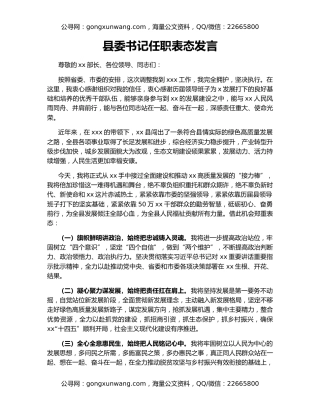 县委书记任职表态发言