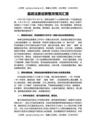 县政法委巡察整改情况汇报