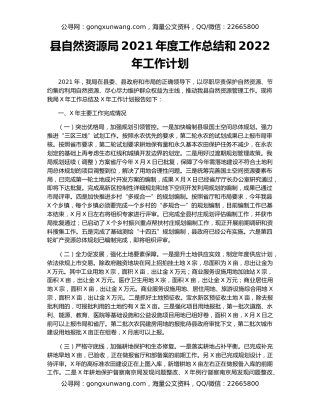 县自然资源局2021年度工作总结和2022年工作计划