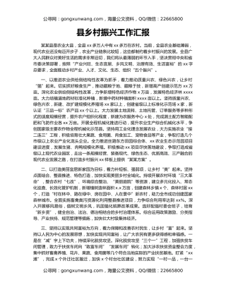 县乡村振兴工作汇报