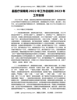 县医疗保障局2022年工作总结和2023年工作安排