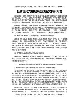 县城管局党组巡察整改落实情况报告