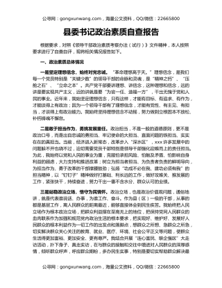 县委书记政治素质自查报告