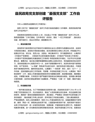 县民政局党支部创建“最强党支部”工作自评报告
