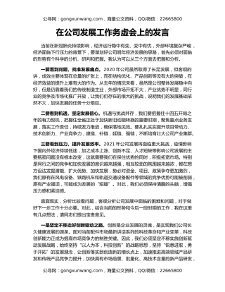在公司发展工作务虚会上的发言